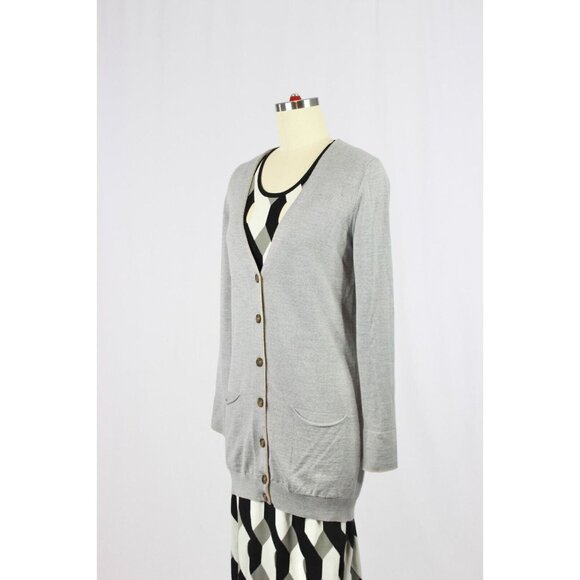 SEE BY CHLOE Gray 100% Virgin Wool Slim Fit V-Neck Cardigan Sweater, Size 4 - Picture 4 of 14